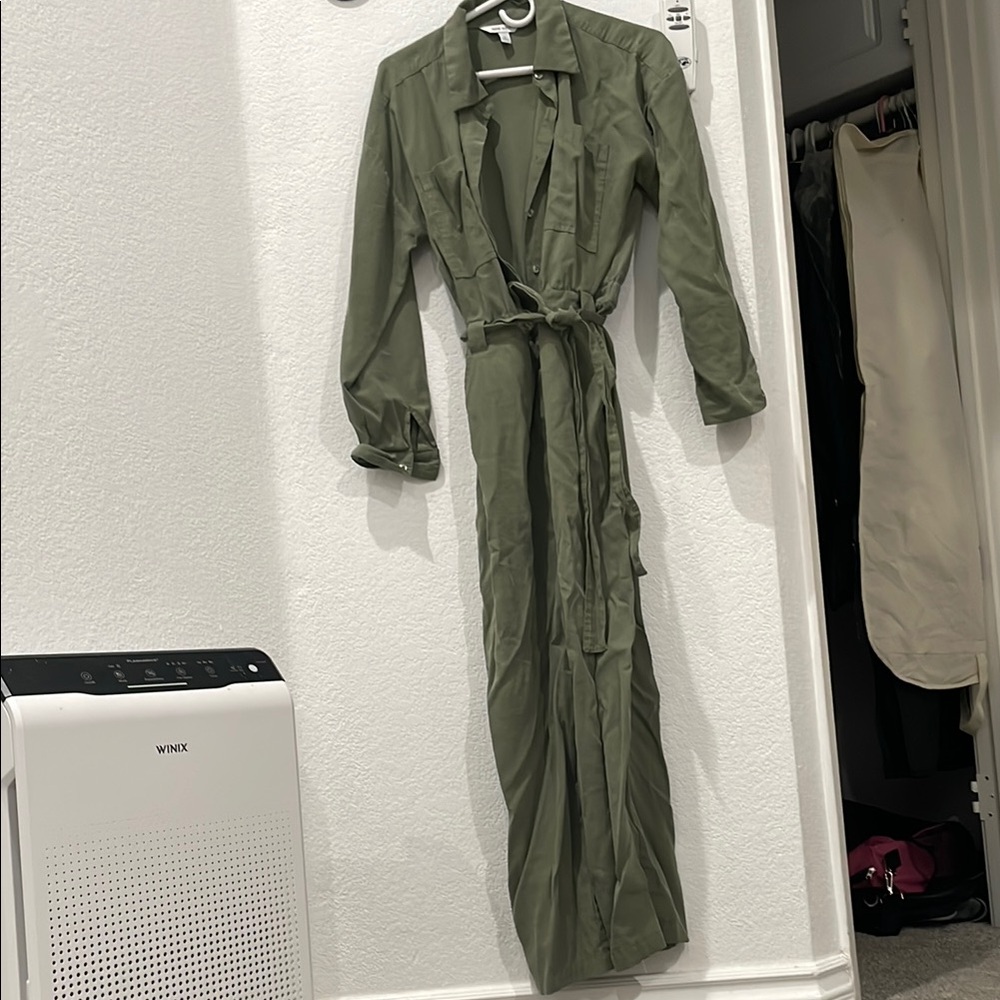 Nine West Green Utility Jumpsuit with Belted Waist